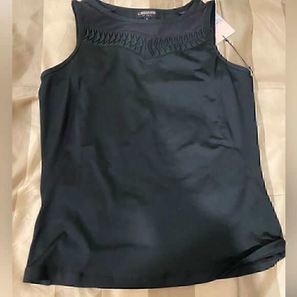 Chrissie By Tail Tops - Chrissie By Tail  Black Scoop Neck Athletic Top With Pits Mesh  Size S New